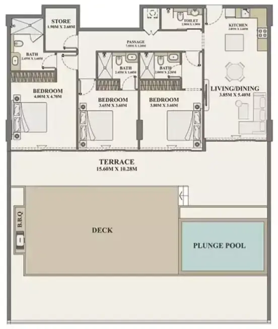Планировка — 3-спальная, 297 м²