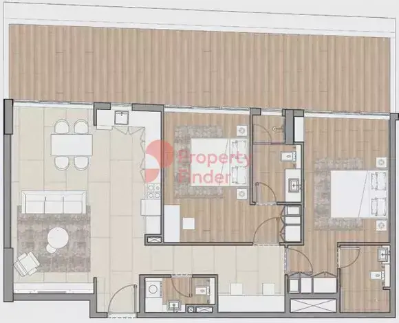 Планировка — 2-спальная, 148 м²