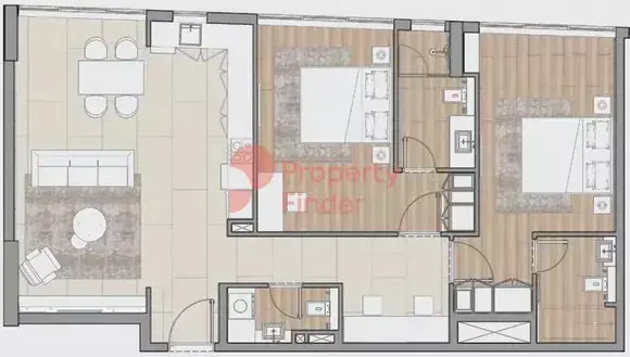 Планировка — 2-спальная, 106 м²