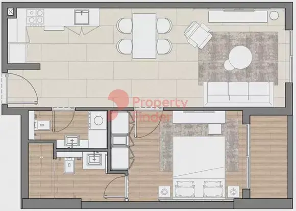 Планировка — 1-спальная, 72 м²