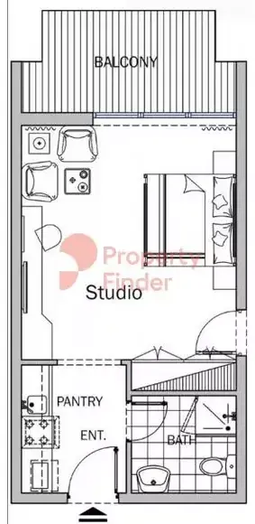 Планировка — Студия, 44 м²