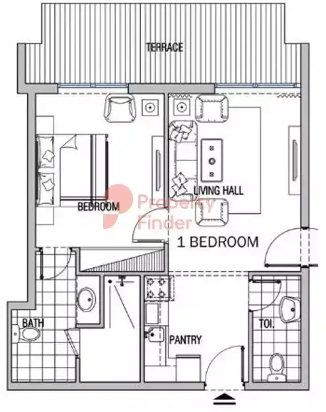 Планировка — 1-спальная, 70 м²