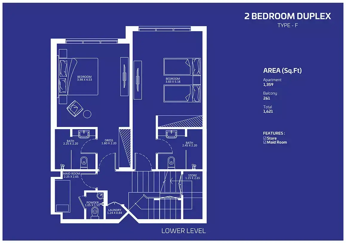 Планировка — 2-спальная, 151 м²