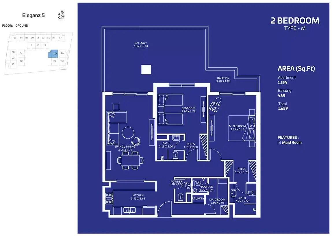 Планировка — 2-спальная, 154 м²