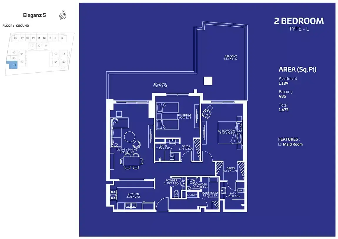 Планировка — 2-спальная, 155 м²