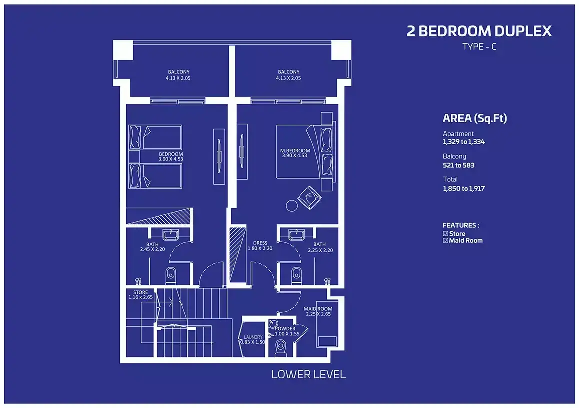 Планировка — 2-спальная, 178 м²