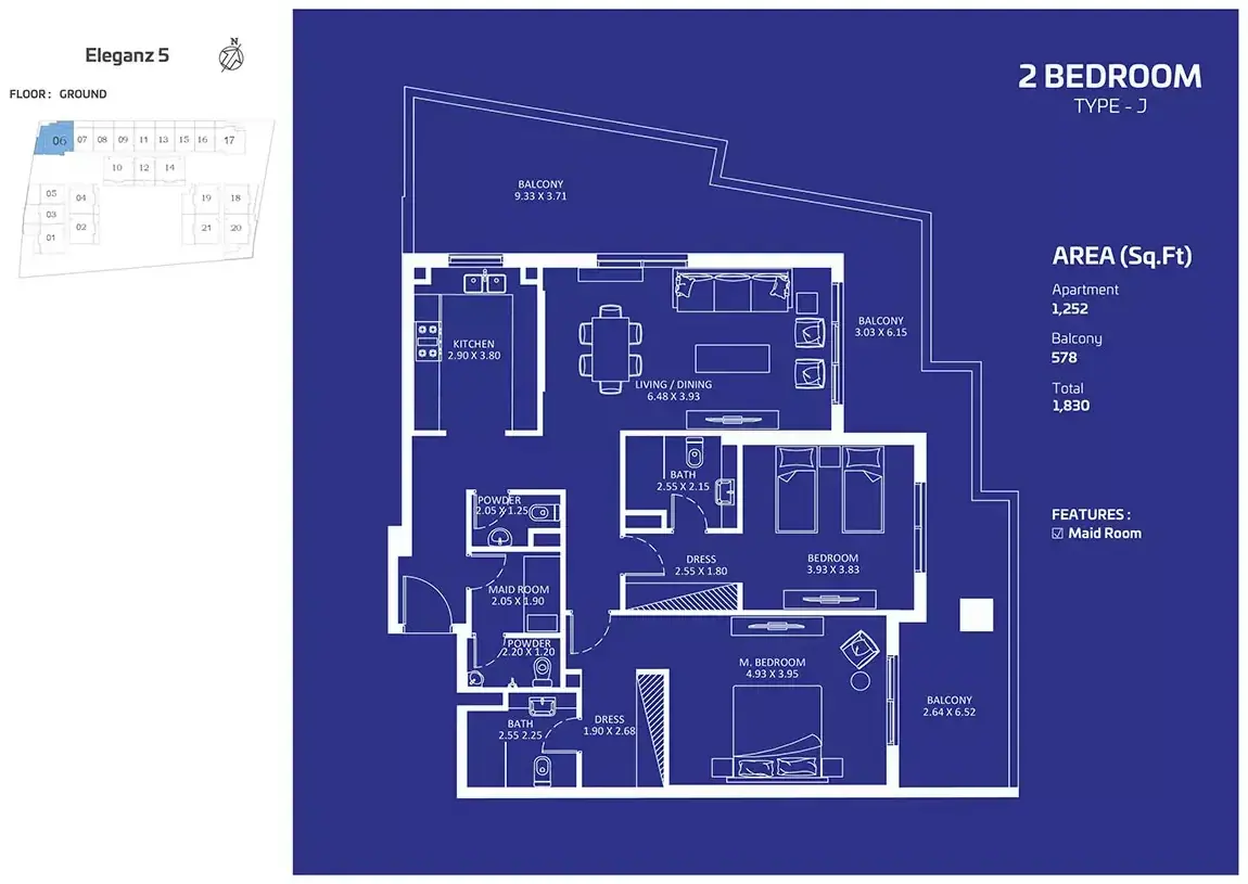 Планировка — 2-спальная, 170 м²