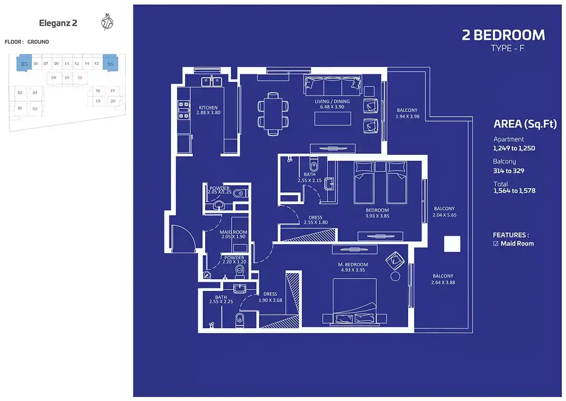 Планировка — 2-спальная, 147 м²