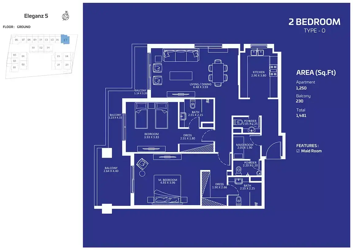 Планировка — 2-спальная, 138 м²