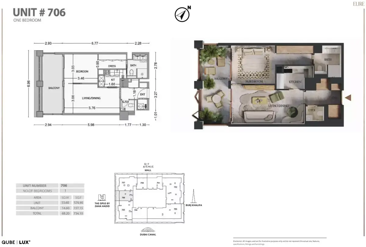 Планировка — 1-спальная, 68 м²
