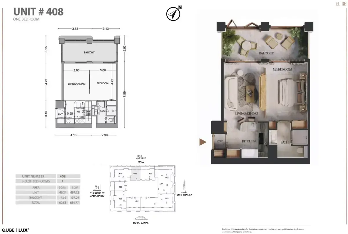 Планировка — 1-спальная, 61 м²