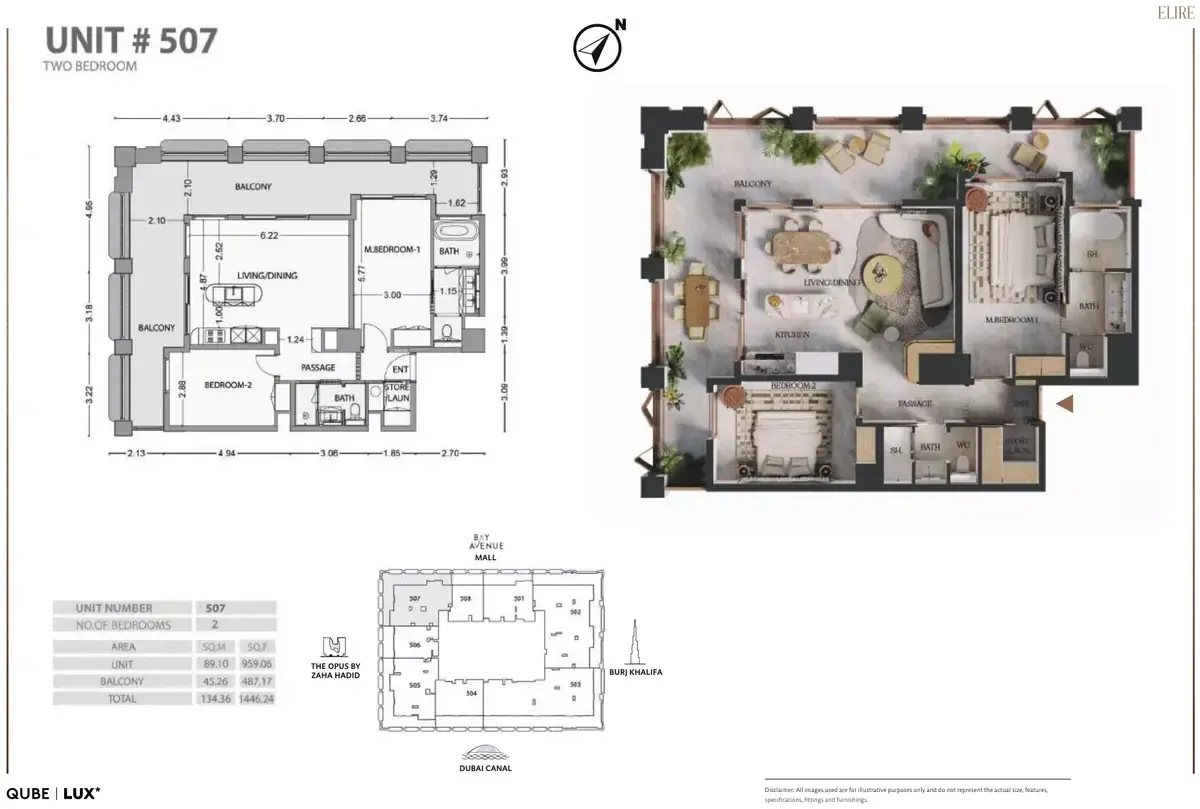 Планировка — 2-спальная, 134 м²