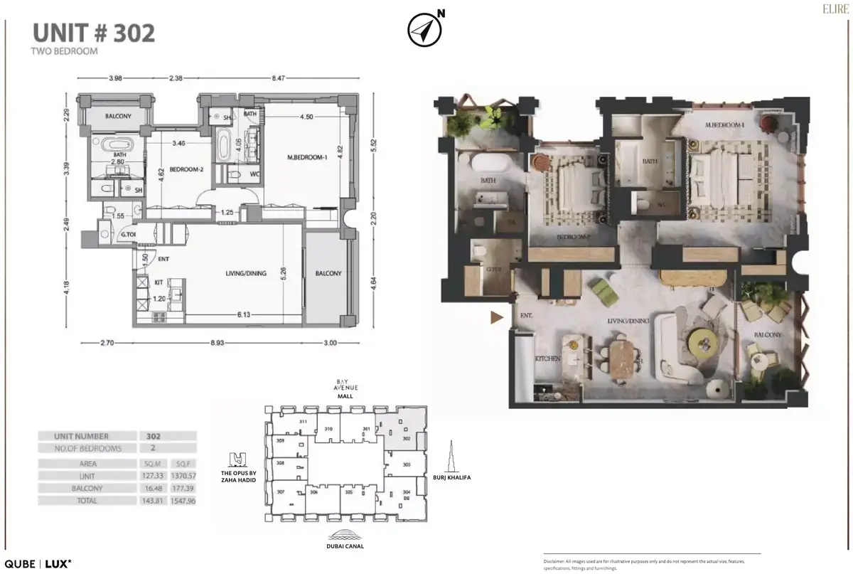 Планировка — 2-спальная, 144 м²