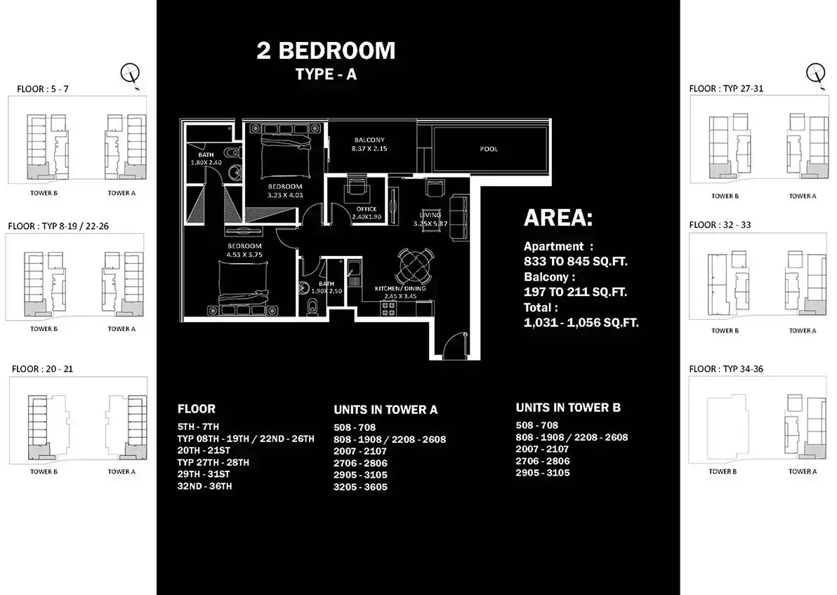 Планировка — 2-спальная, 98 м²