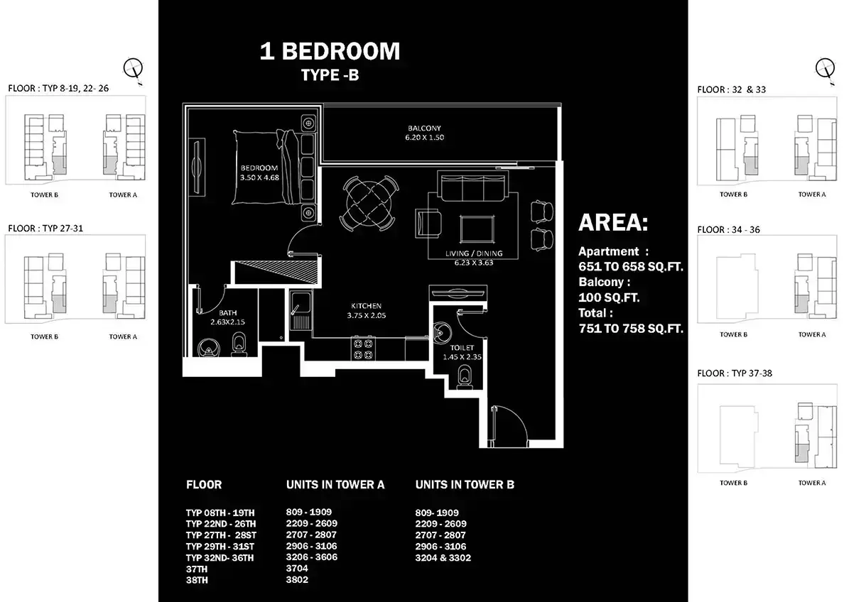 Планировка — 1-спальная, 70 м²