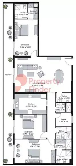 Планировка — 3-спальная, 204 м²
