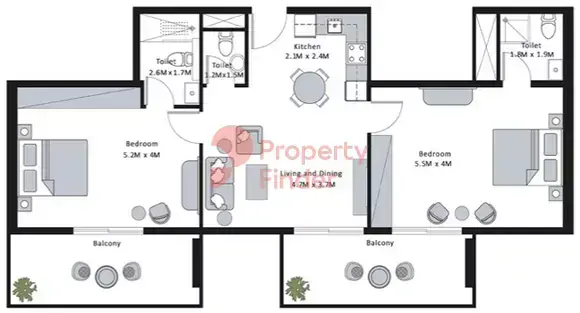 Планировка — 2-спальная, 111 м²
