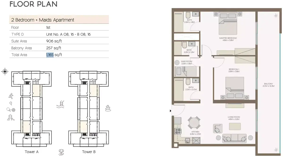 Планировка — 2-спальная, 108 м²