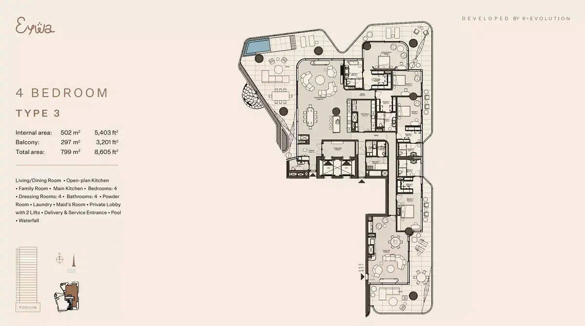 Планировка — квартира, 799 м²