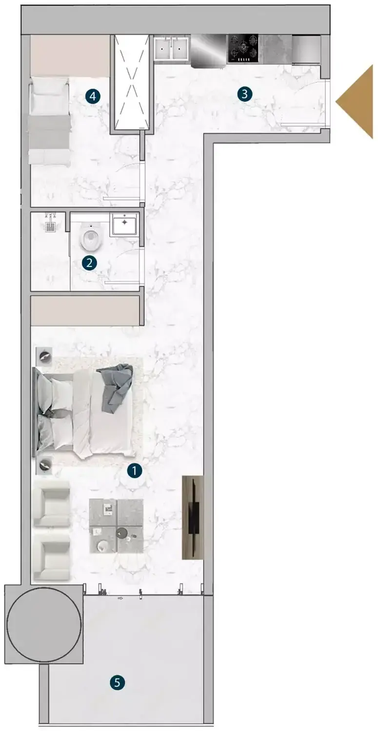 Планировка — Студия, 61 м²