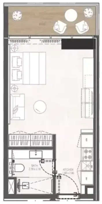 Планировка — Студия, 36 м²