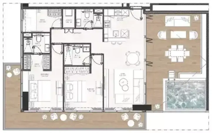 Планировка — 2-спальная, 161 м²
