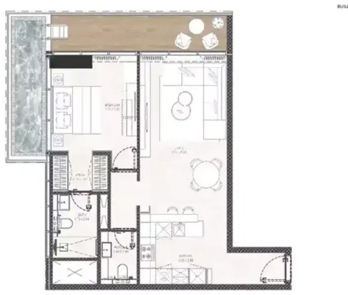 Планировка — 1-спальная, 80 м²