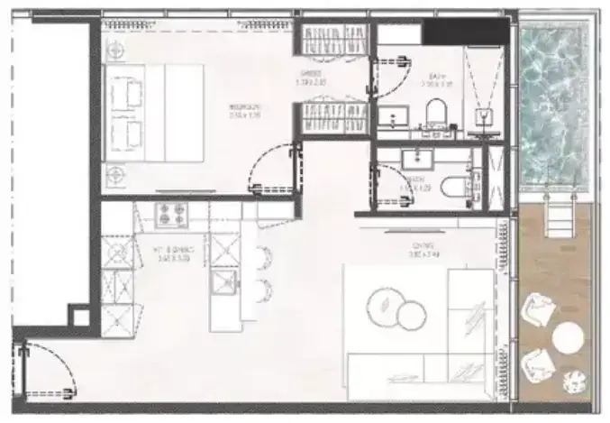 Планировка — 1-спальная, 67 м²