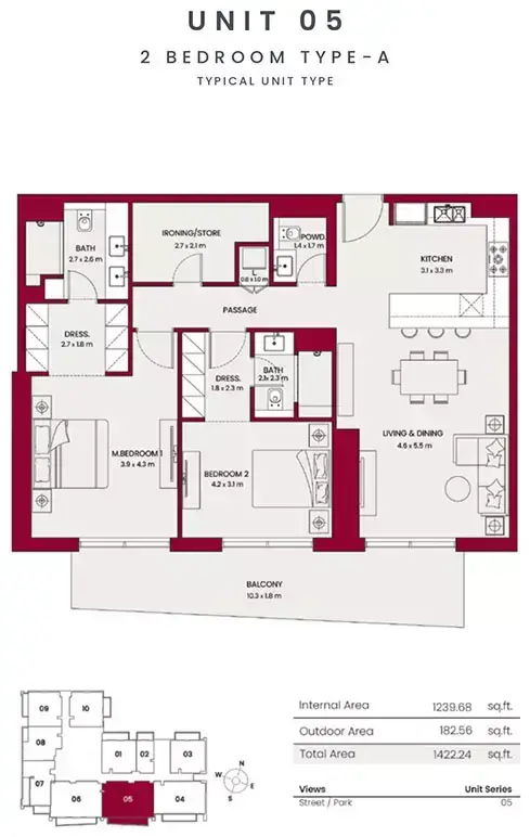 Планировка — 2-спальная, 132 м²