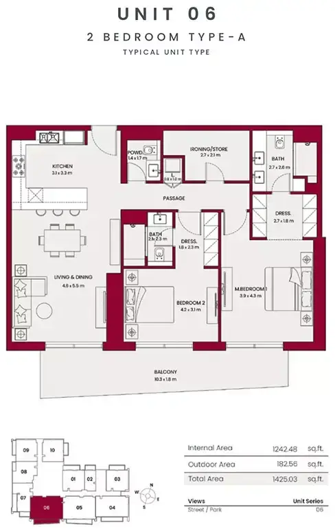 Планировка — 2-спальная, 132 м²