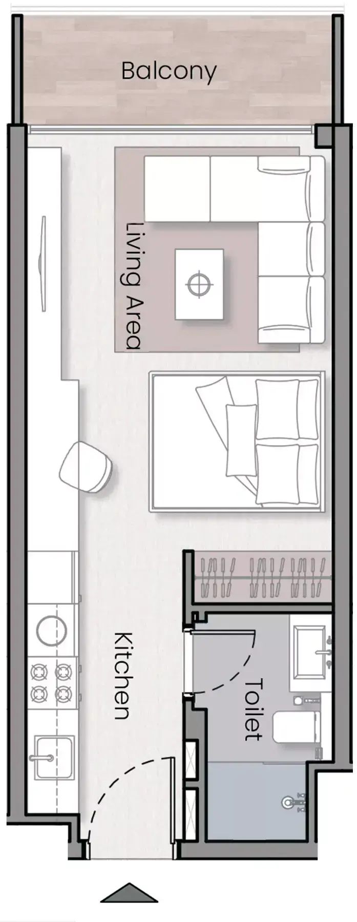 Планировка — Студия, 35 м²
