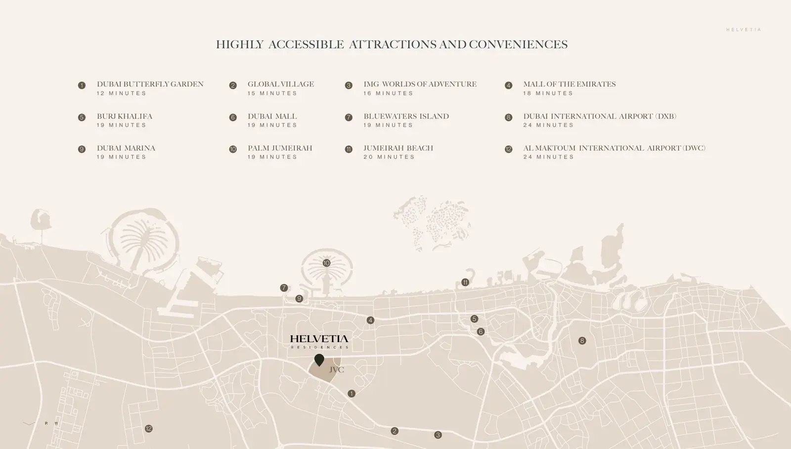Helvetia Residences By DHG Properties — сколько ехать до точек города