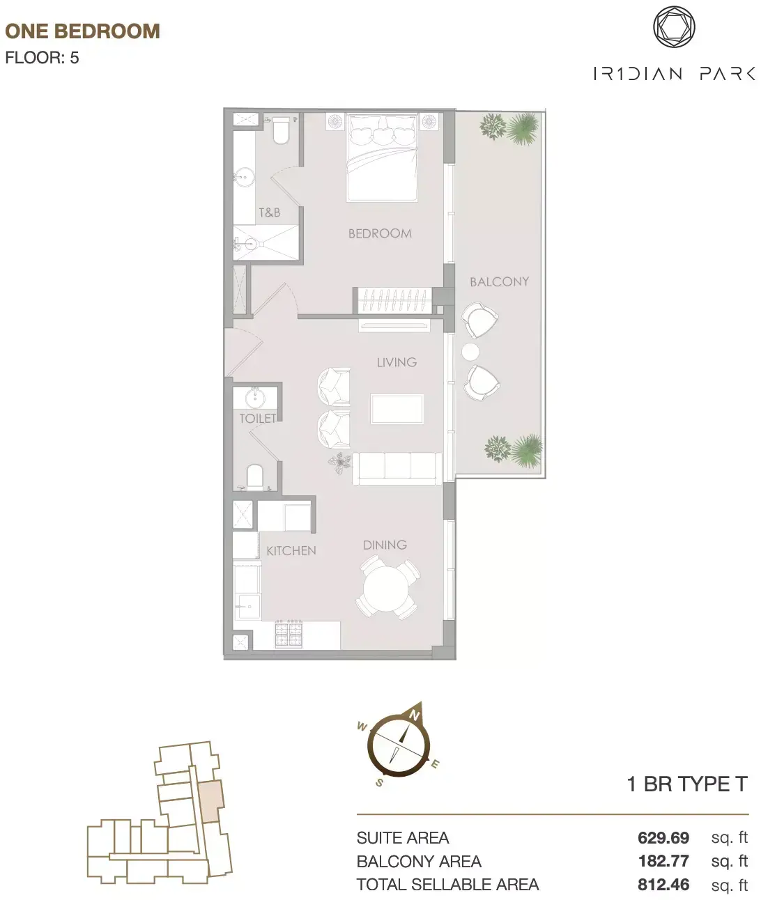 Планировка — 1-спальная, 75 м²