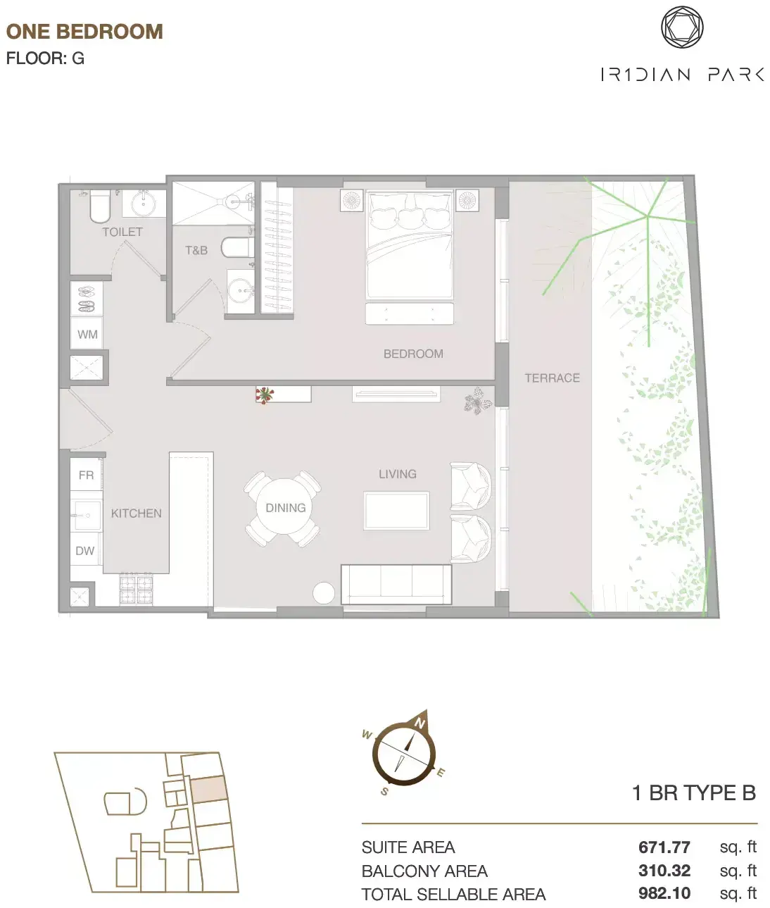 Планировка — 1-спальная, 91 м²