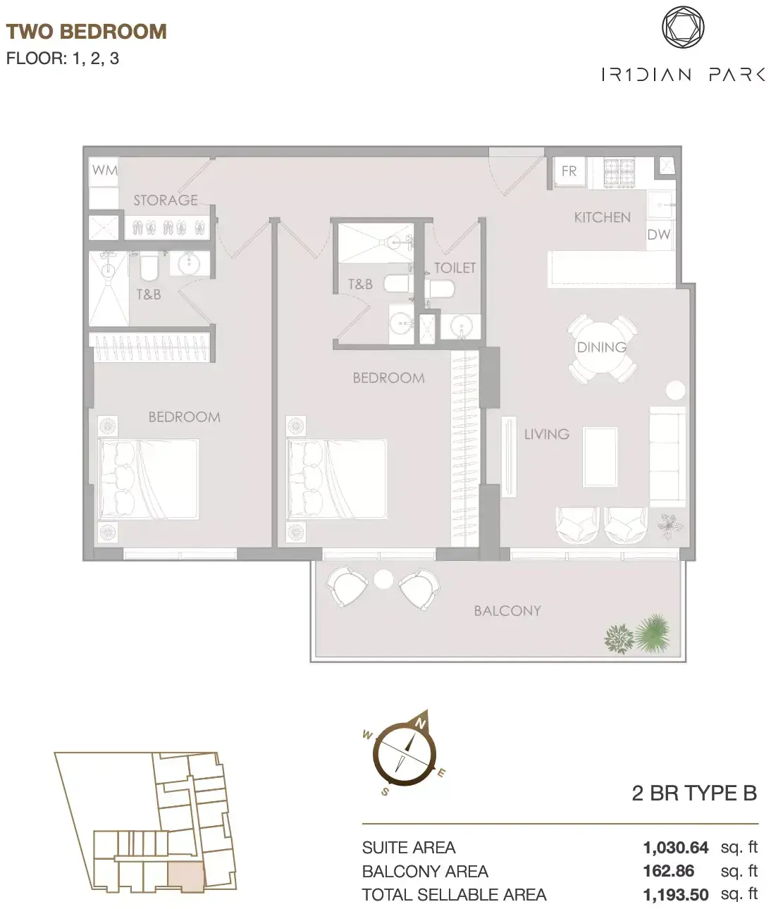 Планировка — 2-спальная, 111 м²