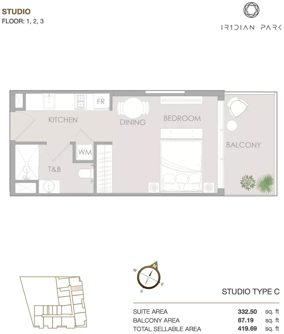 Планировка — Студия, 39 м²
