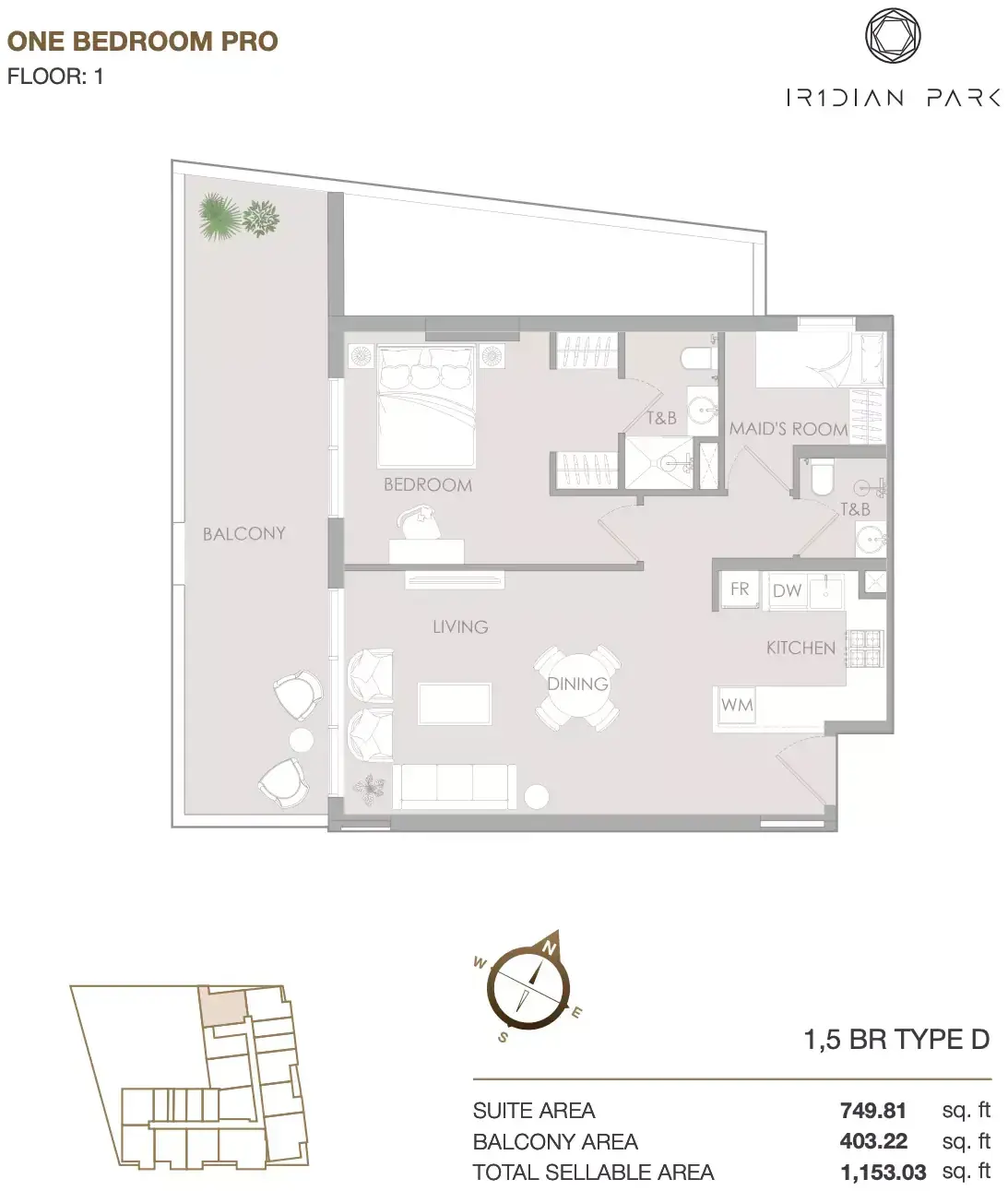 Планировка — 2-спальная, 107 м²