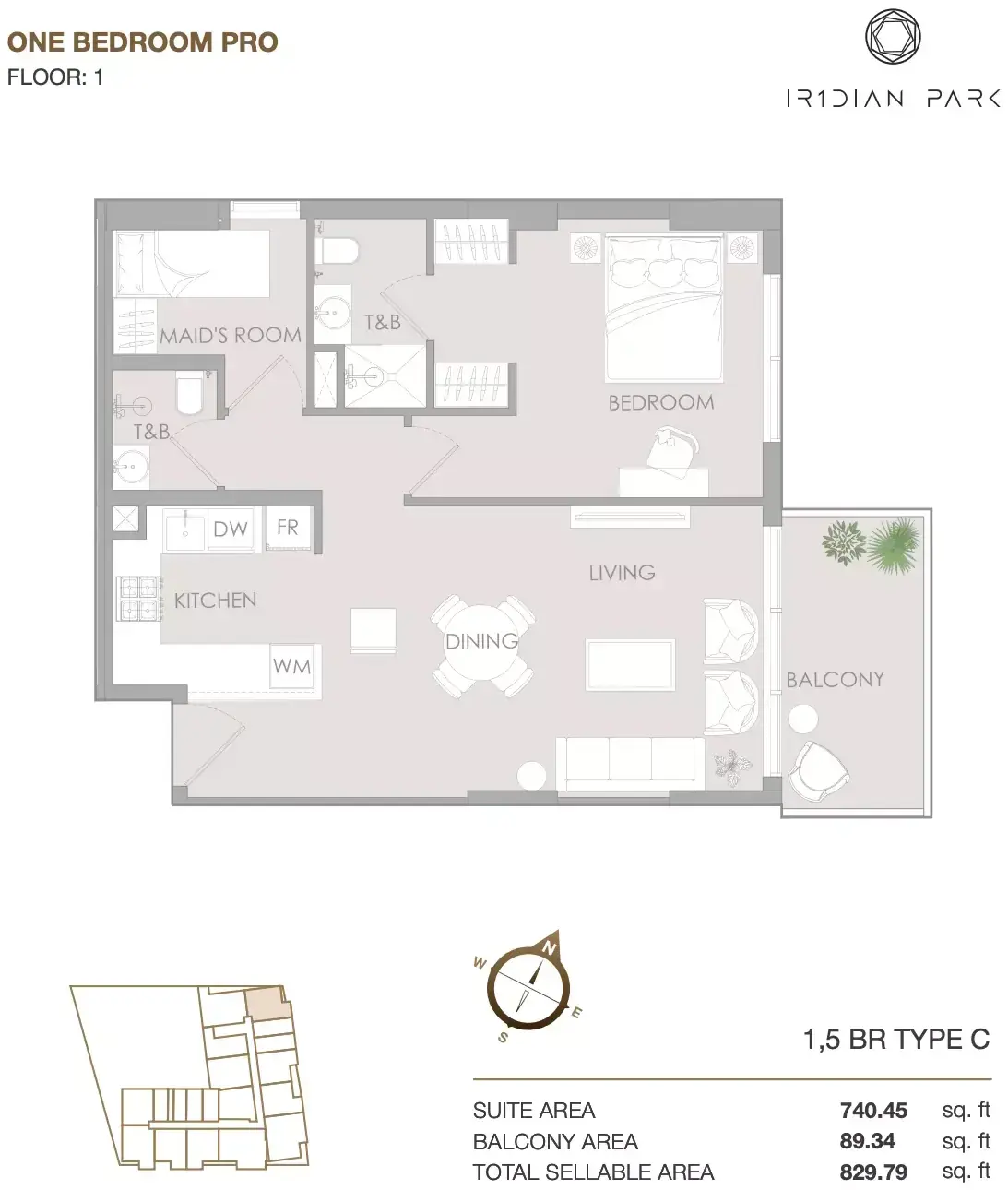 Планировка — 2-спальная, 77 м²