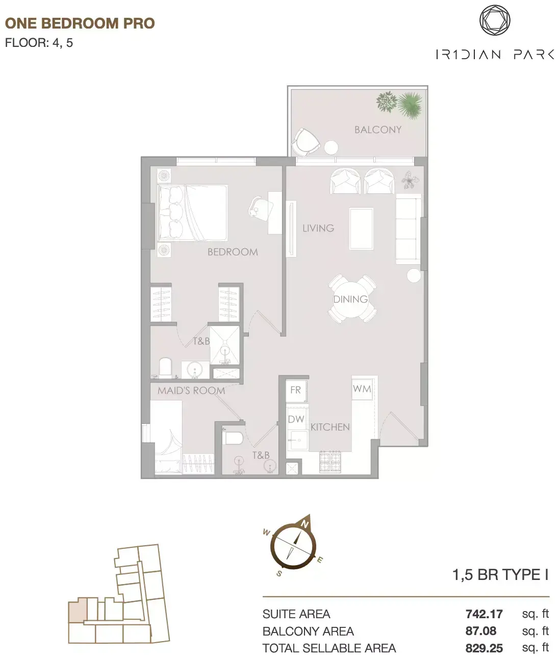 Планировка — 2-спальная, 77 м²