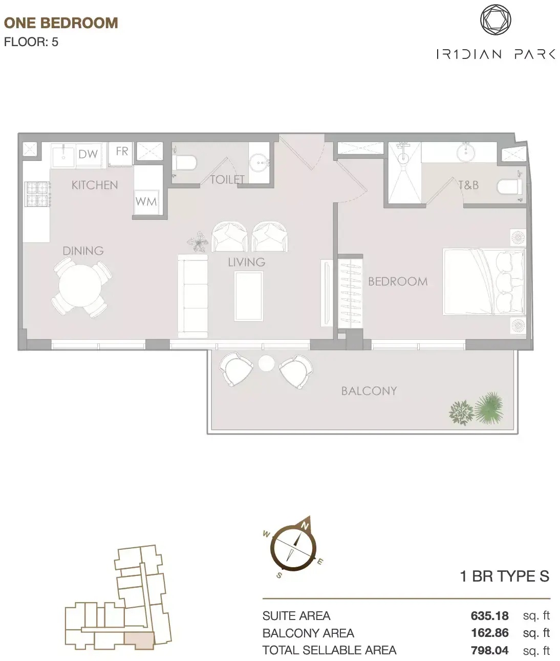 Планировка — 1-спальная, 74 м²