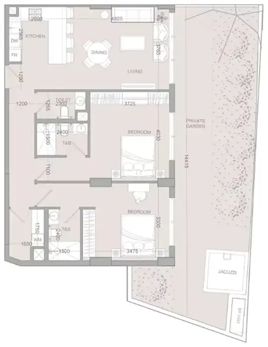 Планировка — 2-спальная, 99 м²