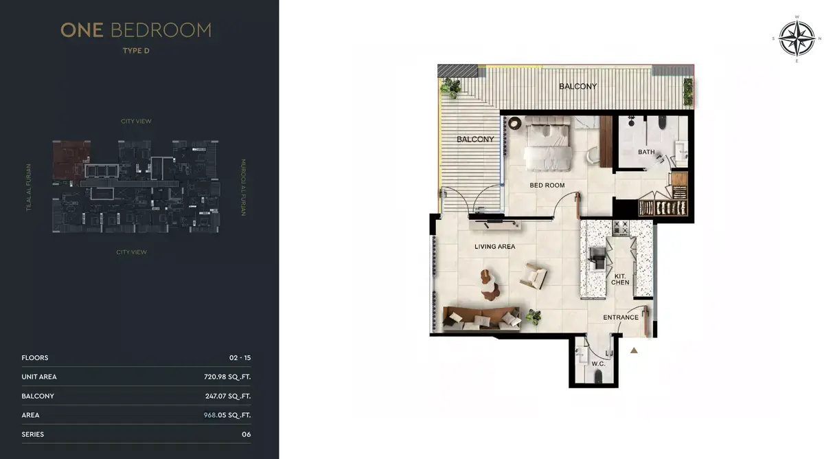 Планировка — 1-спальная, 90 м²