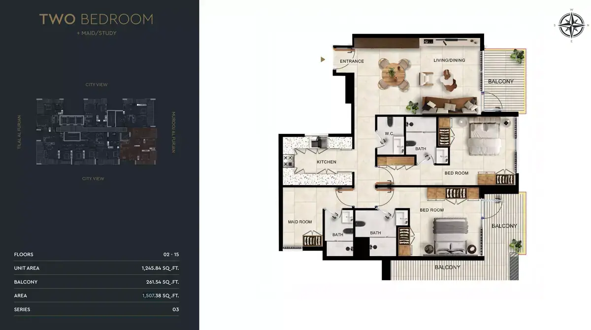 Планировка — 2-спальная, 140 м²