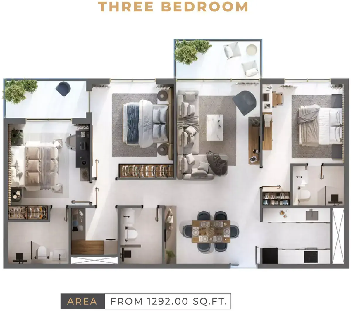 Планировка — 3-спальная, 120 м²