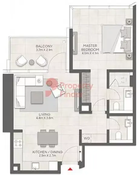 Планировка — 1-спальная, 78 м²