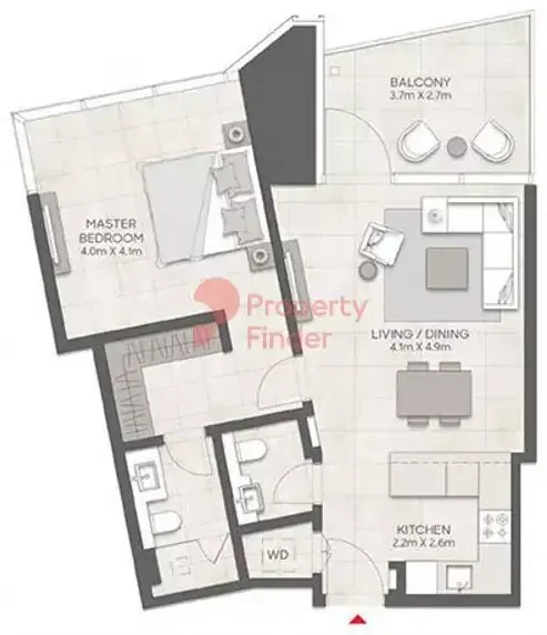 Планировка — 1-спальная, 81 м²