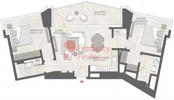 Планировка — 2-спальная, 98 м²