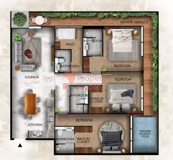 Планировка — 3-спальная, 152 м²