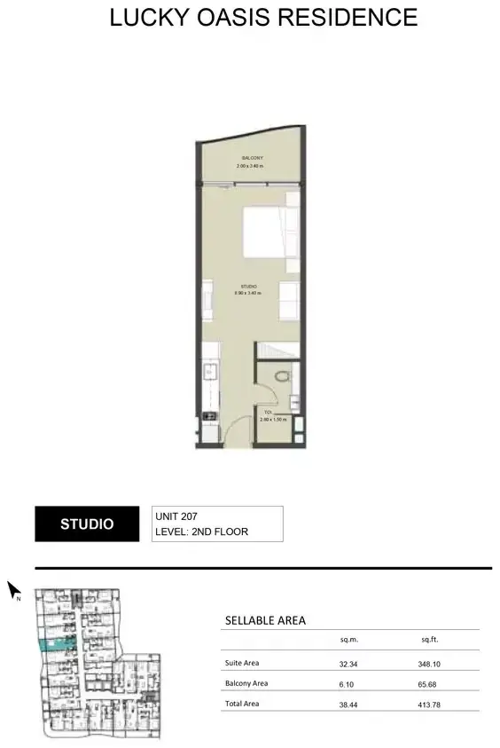 Планировка — Студия, 38 м²