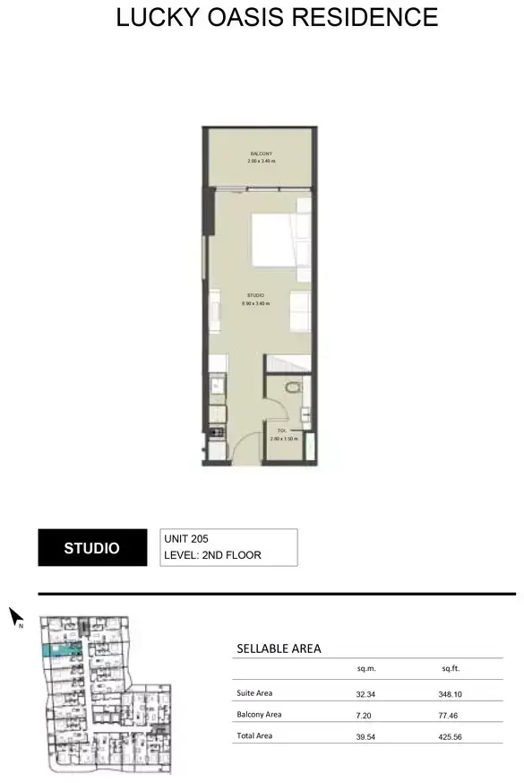 Планировка — Студия, 39 м²